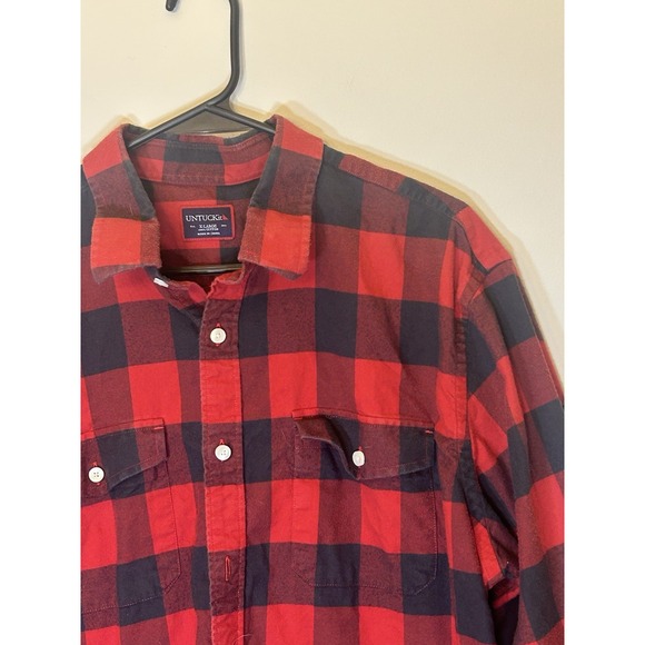 UNTUCKit Shirt Men's XL Red Black Plaid Button Up Flannel Long Sleeve - Picture 1 of 7